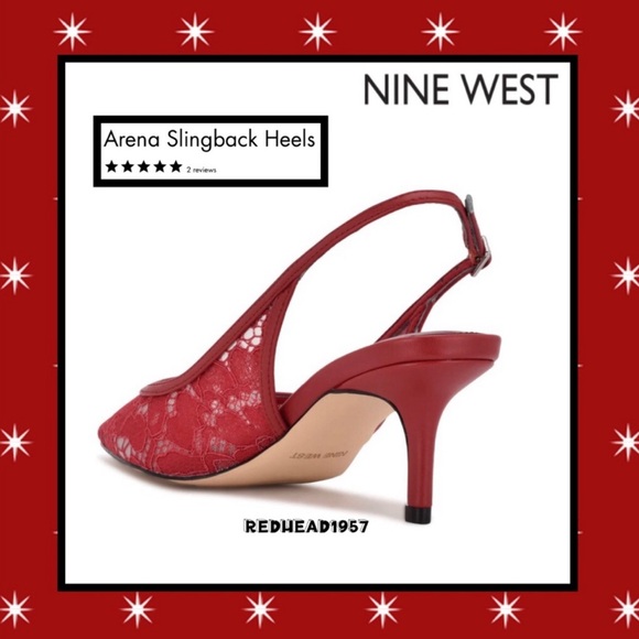 ๐ NINE WEST ARENA HOLIDAY SLINGBACK FLORAL PUMPS RED LACE SZ 9 SO GORGEOUS โ๐ป๐๐ ๐ - Picture 3 of 7